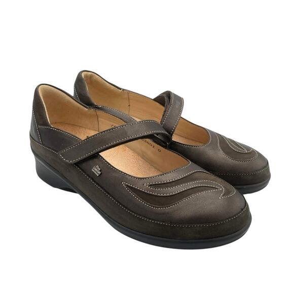 Finn Comfort Glendale Brown Leather Mary Jane Shock Absorber Comfort Shoes - Picture 3 of 13